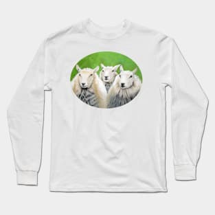 Three Sheep (green background) Long Sleeve T-Shirt